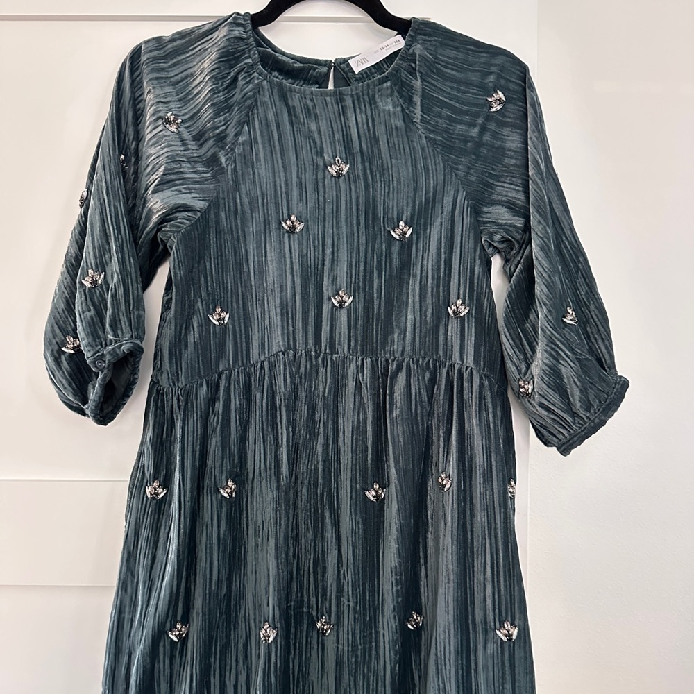 Zara sz 13-14 Kids Velvet-like Dress with Embellishments